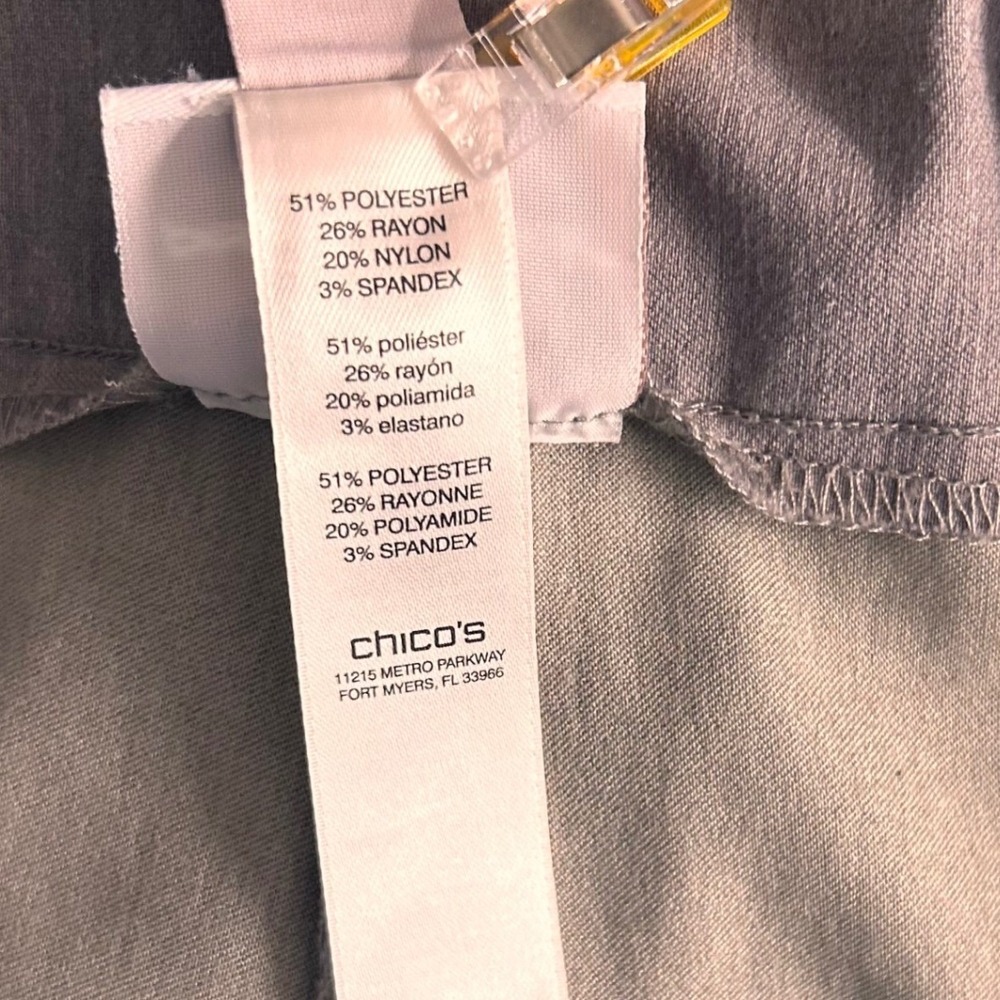 Chicos Pull On Pants‎ Gray Large Or 2 - Picture 8 of 16